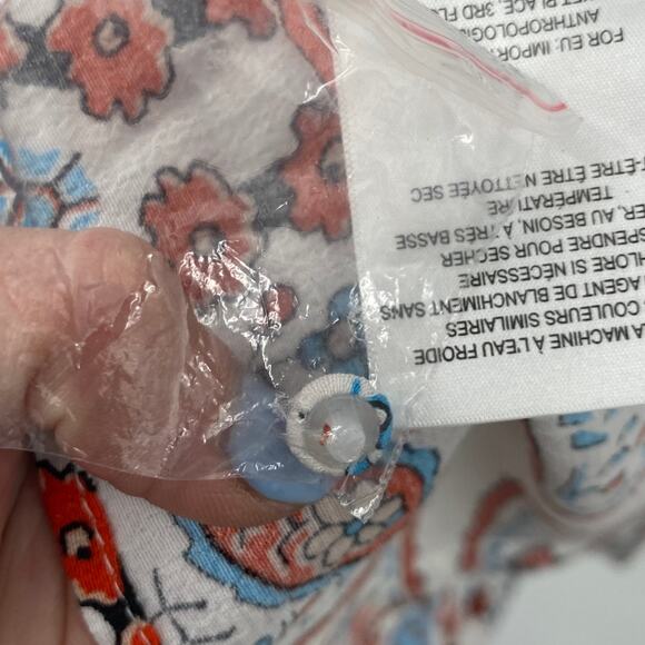 Anthropologie Maeve Praslin Mini Dress Floral Geometric Print Retro White Blue 2 - Picture 9 of 9